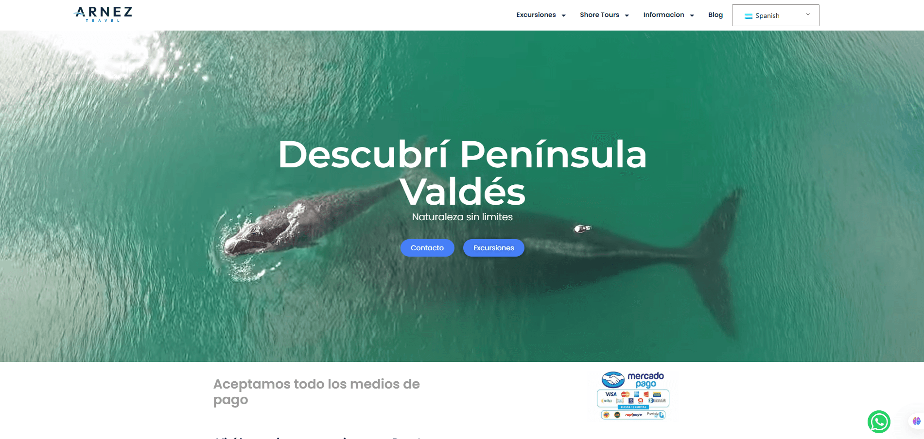 Vista del proyecto Plataforma de excursiones en Patagonia
