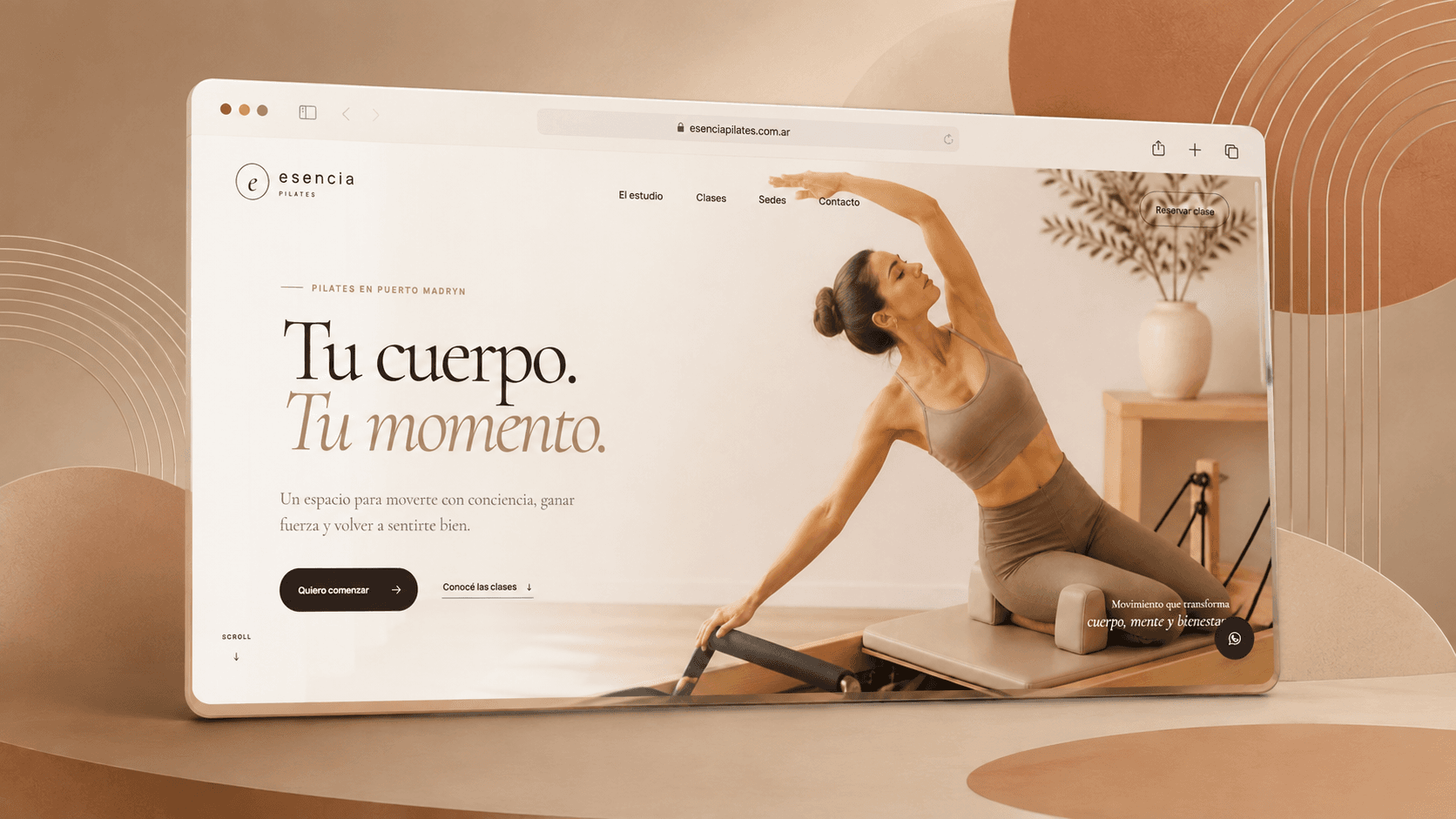 Vista de Sitio web para Esencia Pilates
