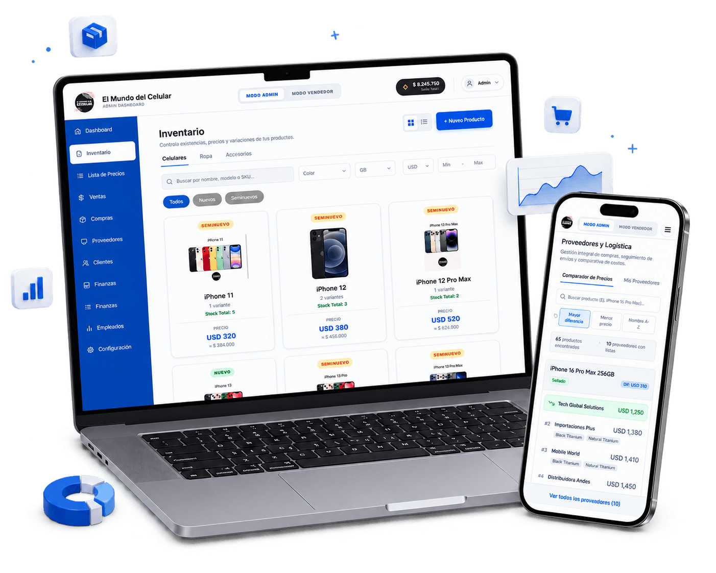 Sistema de gestión adaptado para computadora y celular